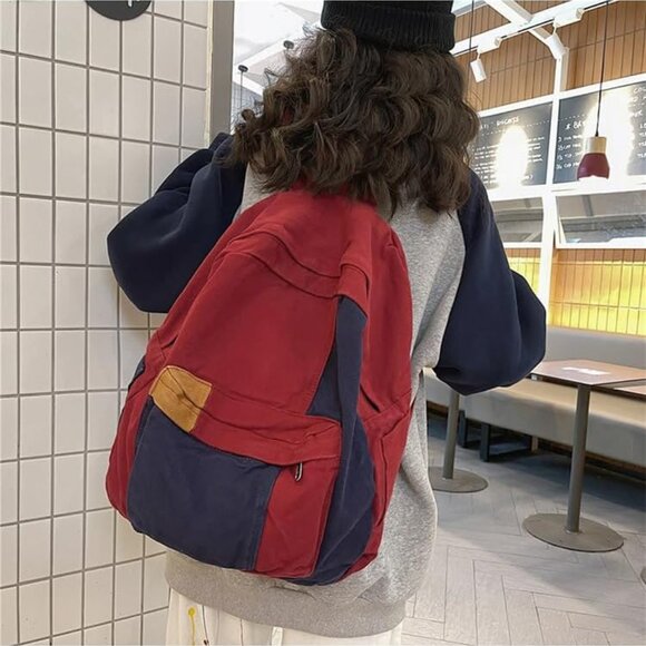 Vintage Canvas Backpack for Women Men Grunge Hippie Boho Patchwork Backpack Coll - Picture 2 of 7